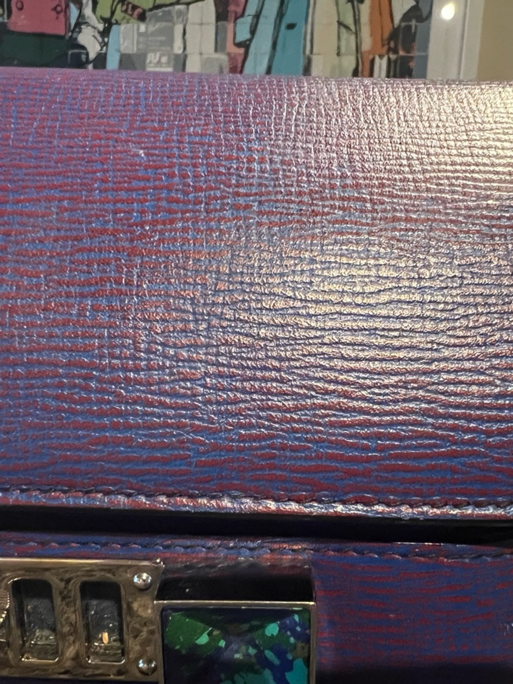 Proenza Schouler Purple Blue Textured Leather PS11 with Stone Accents - Picture 8 of 16